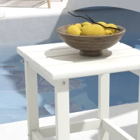 Outsunny Adirondack Side Table, Square Patio End Table, Weather Resistant 15" Outdoor HDPE Table for Porch, Pool, Balcony, White(m-7)