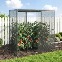 Outsunny 6' x 4' x 6' Crop Cage, Plant Protection Tent with Zippered Doors for Vegetable Garden, Backyard, Black(m-10)