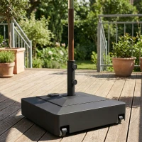Outsunny Patio Umbrella Base with Wheels, 134 lbs Stand/88 lbs Water Filled Outdoor Umbrella Stand for 1.38/1.5/1.89" Pole, Black(m-2)