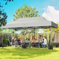 Outsunny 10 x 20 ft Pop Up Canopy Tent, Heavy Duty UPF50+ Outdoor Portable Instant Canopy Shelter with Wheeled Bag, White(m-17)