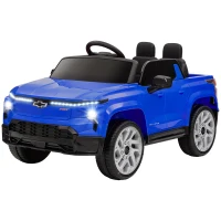 Qaba 12V Chevrolet Silverado EV RST Licensed Kids Electric Car with Parent Remote Control, Spring Suspension, Blue(m-1)