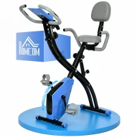 Soozier Folding Exercise Bike, 3-in-1 Recumbent Exercise Bike, Upright Workout Bike with Pulse Sensor, Arm Resistance Bands, Adjustable Seat, 8-Level Magnetic Resistance, Blue(m-1)