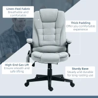 Vinsetto 6 Point Vibrating Massage Office Chair with Heat, Linen High Back Massage Desk Chair with Reclining Backrest, Light Gray(m-9)