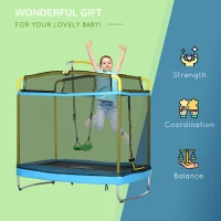 Qaba 3-in-1 Trampoline for Kids, 6.9' Kids Trampoline with Net, Light Blue(m-7)