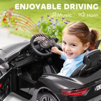 Qaba Maserati Gran Turismo Licensed 12V Kids Electric Car w/ Remote Control, Soft Start, LED Lights, Music, Horn, Black(m-7)