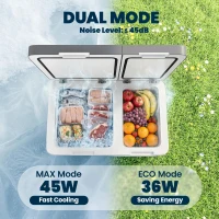 Outsunny 12 Volt Car Refrigerator, Dual Zone 48 QT Car Fridge with App Control, 12/24V DC and 100-240V AC,(m-5)