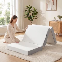 HOMCOM Foldable Mattress Twin Size, 6 Inch Tri Fold Memory Foam Mattress with Washable Cover & Non-Slip Bottom, 75" x 38" x6"(m-1)
