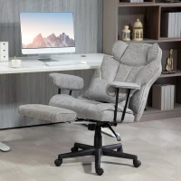 HOMCOM 396lbs. Big and Tall Office Chair, Executive Office Chair with Footrest, Lumbar Support, and Reclining Function, Gray(m-10)