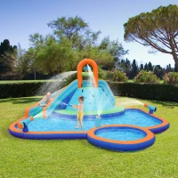Outsunny 4 in 1 Kids Bounce House w/ Slide, Pool, Climbing Wall, Water Cannon, Blower, Carrying Bag for 3-8 Years(m-2)