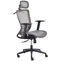 Vinsetto High-Back Mesh Home Office Chair with Coat Hanger, Computer Task Chair with Adjustable Height, Arms, Headrest and Lumbar Support, 360° Wheels and Seat, Reclining Function, Grey(m-12)