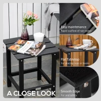 Outsunny Patio Side Table, 15" Square Outdoor End Table, HDPE Plastic Tea Table for Adirondack Chair, Backyard or Lawn, Black(m-6)