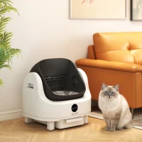PawHut Open-Top Self Cleaning Cat Litter Box, Automatic Cat Litter Box with Integrated Safety Protection(m-8)
