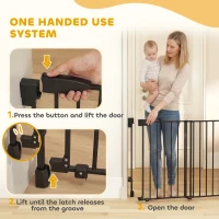 PawHut 29"-44" Wide Dog Gate, 29" H, Pet Gate with Auto-Close, Single Hand Operation, Wall-Mounted, No-Threshold Design(m-5)