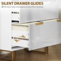 HOMCOM Lateral File Cabinet with 2 Drawers, Modern Filing Cabinet for Letter/A4/Legal Size Files, High Gloss White(m-6)
