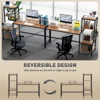 HOMCOM Computer Desk, 67" CPU Desk with Monitor Stand, Reversible 4-Tier Shelf, Industrial Writing Desk for Study Room, Brown(m-4)