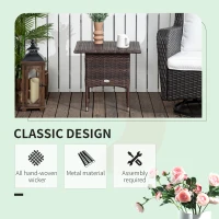 Outsunny 20" Patio Wicker Coffee Table, Outdoor Coffee Table with Plastic Board Underneath the Woven Tabletop for Patio, Garden, Balcony, Mixed Brown(m-4)