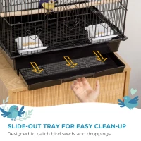 PawHut 25" Bird Cage with Perch, Swing, Food Container, Slide-out Tray, Handle, Parrot Cage for Finches, Canaries, Budgies(m-5)