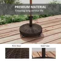 Outsunny 20.5" Round Parasol Base Resin Patio Umbrella Base Garden Parasol Holder Outdoor Offset Weight Stand with Wheels Bronze(m-7)