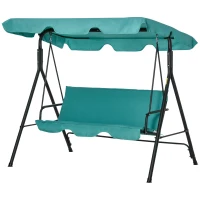 Outsunny 3-Seat Outdoor Patio Swing Chair with Removable Cushion, Steel Frame Stand and Adjustable Tilt Canopy for Patio, Garden, Poolside, Balcony, Backyard, Green(m-11)