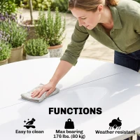 Outsunny Φ48" Folding Patio Table, Outdoor HDPE Picnic Table, Card Table for 6, Round Folding Banquet with Metal Frame, White(m-5)