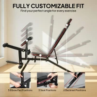 Soozier Adjustable Weight Bench with Wheels, Load 660LBS Workout Bench with Leg Extension, Preacher Curl and Resistance Bands(m-6)