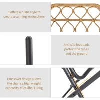 Outsunny 3PC Rattan Wicker Bistro Set w/ Folding Design, Hand Woven Rattan Table and Chairs for Outdoor, Natural(m-7)