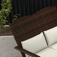 Outsunny 2 Person Patio Wicker Adirondack Chair, High-Back Fire Pit Chair with Cushions, Cream White(m-9)