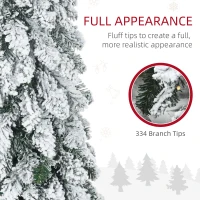 HOMCOM 5' Artificial Slim Christmas Trees, with Snow Frosted Branches, Warm White or Colorful LED Lights, Downswept Shape(m-5)