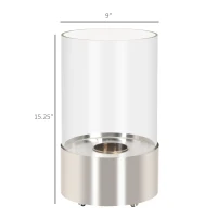HOMCOM Ethanol Fireplace, 9" Tabletop 0.1 Stainless Steel, 160 Sq. Ft., Burns up to 1 Hour, Silver(m-3)