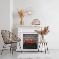 HOMCOM 23" Electric Fireplace Logs with Realistic Ember Bed, Fireplace Heater Insert with Remote Control, Timer, 1400W, Black(m-3)
