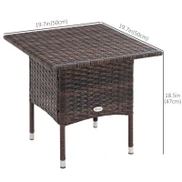 Outsunny 20" Patio Wicker Coffee Table, Outdoor Coffee Table with Plastic Board Underneath the Woven Tabletop for Patio, Garden, Balcony, Mixed Brown(m-3)