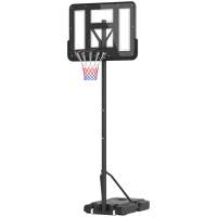Soozier Portable Basketball Hoop, 5.2-10' Adjustable Height, Weight Base with Ball Holder, Basket Ball Stand on Wheels with 43" Backboard for Outdoor Junior Youth Adult Use, Black(m-11)