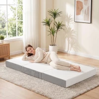 HOMCOM Foldable Mattress Twin Size, 6 Inch Tri Fold Memory Foam Mattress with Washable Cover & Non-Slip Bottom, 75" x 38" x6"(m-8)