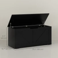 HOMCOM 39.4 Inches Storage Chest, Storage Trunk with 2 Safety Hinges for Living Room, Black Wood Grain(m-3)