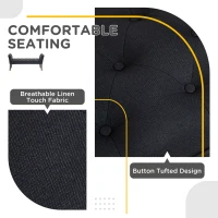 HOMCOM Upholstered Bedroom Entryway Bench with Button Tufted Design, End of Bed Bench with Arms and Solid Wood Legs, Black(m-5)