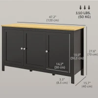 HOMCOM Sideboard, Buffet Cabinet with Doors and Adjustable Shelves for Living Room, Entryway, Black and Natural(m-3)
