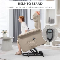 HOMCOM Power Lift Chair for Seniors, Electric Lift Recliner Chair with Remote Control, Side Pockets for Living Room, Beige(m-4)