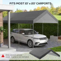 Outsunny 10 x 20ft Carport Replacement Canopy, UV Resistant Garage Car Cover with Ball Bungee Cords, Dark Grey(m-4)