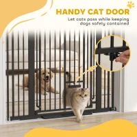 PawHut 53.1" Tall Dog Gate with Cat Door, 32"-42.5" Wide Adjustable Pressure Mounted for Doorways, Hallways, No Drilling, Black(m-7)