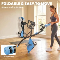 Soozier Folding Exercise Bike, 3-in-1 Recumbent Exercise Bike, Upright Workout Bike with Pulse Sensor, Arm Resistance Bands, Adjustable Seat, 8-Level Magnetic Resistance, Blue(m-7)