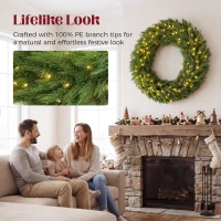 HOMCOM Christmas Decoration, 48 in Pre-Lit Norwegian Spruce Artificial Christmas Wreath with 150 LED Lights, Green(m-6)