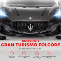 Qaba Maserati Gran Turismo Licensed 12V Kids Electric Car w/ Remote Control, Soft Start, LED Lights, Music, Horn, Black(m-4)