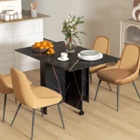 HOMCOM Foldable Dining Table, Drop Leaf Folding Side Table Console Writing Desk with 2 Wheels for Kitchen, Dining Room(m-8)