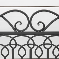 Outsunny Metal Park Bench for Front Porch, Loveseat Like 2 Person, Armrests, Steel Frame, European Antique Style Outdoor Furniture, Black(m-12)
