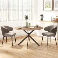HOMCOM 47" Round Kitchen Table for 4, Industrial Dining Table with Steel Legs for Dining Room, Dark Brown and Black(m-8)