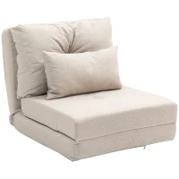 HOMCOM Floor Chair, Convertible Floor Sofa Bed, Folding Upholstered Couch Bed with Adjustable Backrest, Beige(m-11)