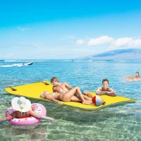 Soozier 9' x 6' Lily Pad Water Mat for 2 Adults, Floating Water Pad for Lake, Pool, Ocean, Beach, and Boating, Yellow(m-2)