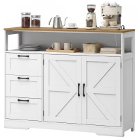 HOMCOM Sideboard Buffet Cabinet with Storage and Charging Station, 48" Farmhouse Kitchen Storage Cabinet with 3 Drawers, White(m-2)