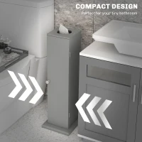 HOMCOM Small Toilet Paper Cabinet, Bathroom Corner Cabinet with Doors and Shelves for Paper Shampoo, Gray(m-4)