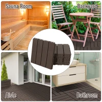 Outsunny 9 Pcs PP Interlocking Composite Deck Tile, 12" x 12" Outdoor Flooring Tiles for Indoor and Outdoor Use, Tools Free Assembly, Brown(m-7)